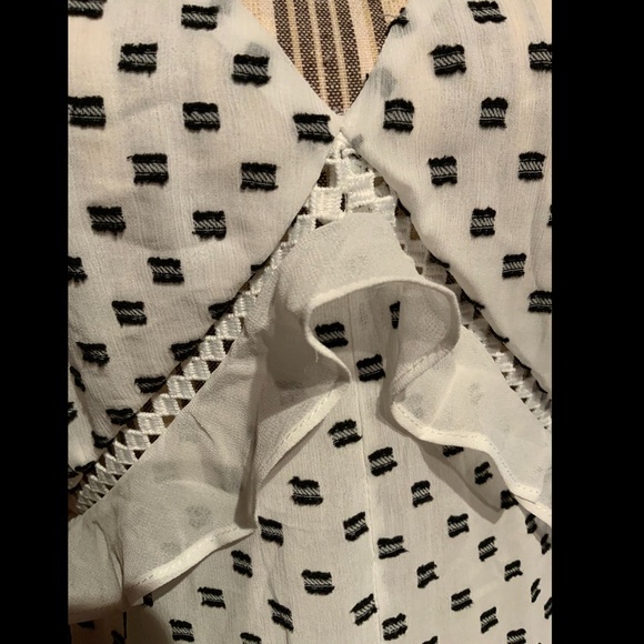 Stunning Details White Black Swiss Dot Maxi Dress Ruffles Panels Crochet S M L - Picture 16 of 16